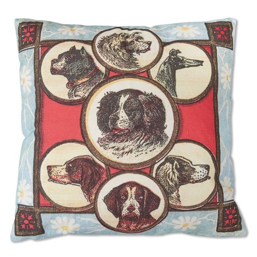 Canine and Floral Throw Pillow