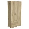 Austral 3 Door Armoire with Drawers, Shelves, and Hanging Rod -Light Oak / Black