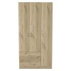 Austral 3 Door Armoire with Drawers, Shelves, and Hanging Rod -Light Oak / Black