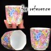 2.2 oz Multicolor Flower Octagon Handmade Ceramic Kungfu Teacup Chinese Tea Cup