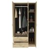 Austral 3 Door Armoire with Drawers, Shelves, and Hanging Rod -Light Oak / Black