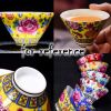 2.5 oz Chinese Kungfu Teacup Flower Handmade Enamel Painted Porcelain Tea Cup Wine Cup, Yellow