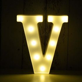 Love Heart LED Letter Lamp Wedding Romantic Red Pink Night Light Ornament Birthday Christmas Home Decoration Valentines Day Gift (Color: V)
